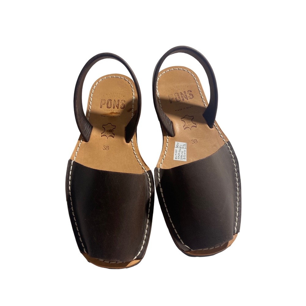 Pons Quintana Avarca Menorcan Brown Leather Sandals Spain Womens 38 US 7.5